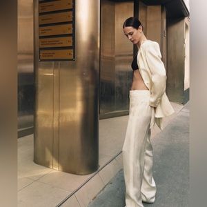 🩵 ZARA THE MASCULINE LOW RISE SATIN EFFECT PANTS sz Large